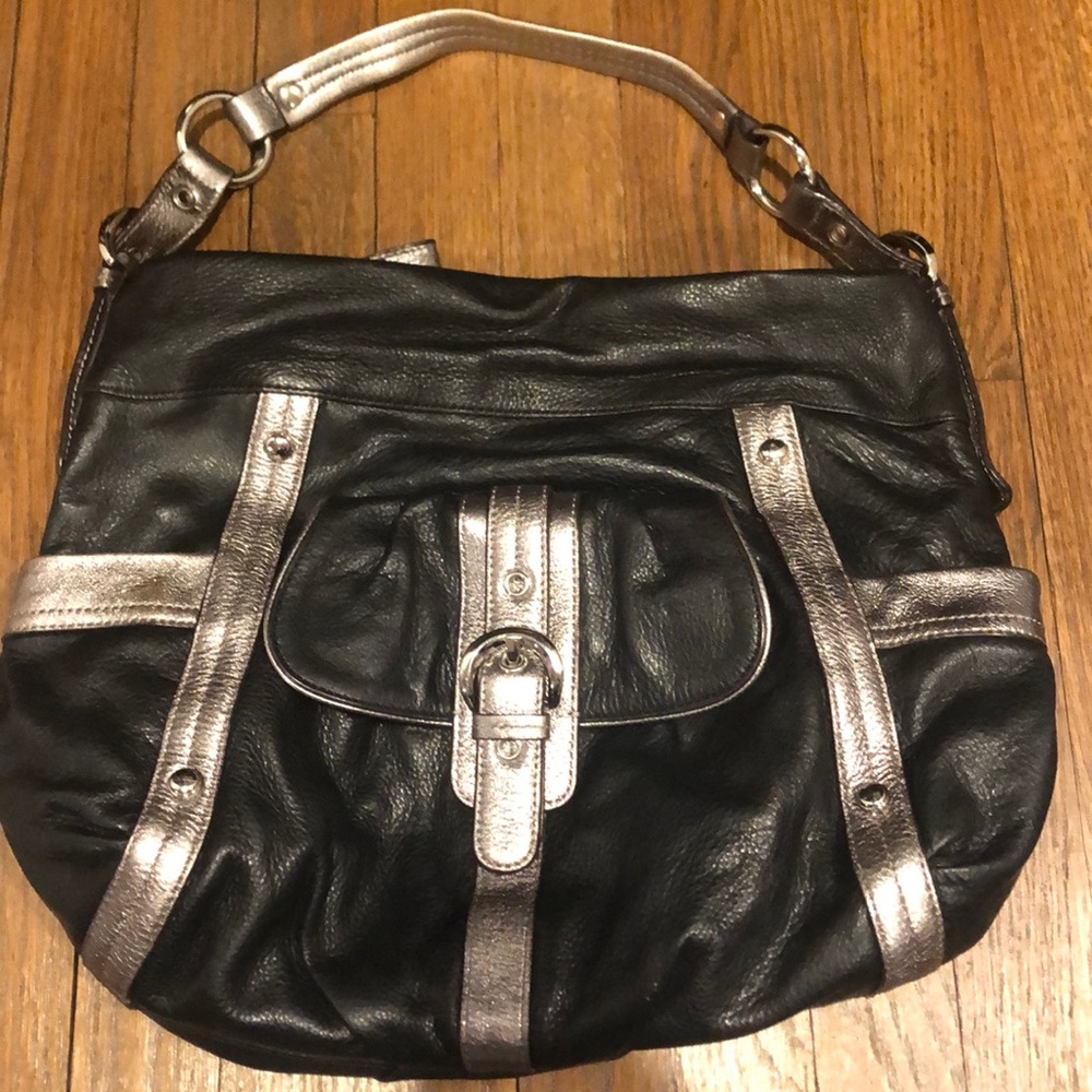 Black and silver B. Makowsky handbag